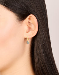 Gold Plated Cubic Zirconia Evil Eye Circle Huggie Earrings - link has visual effect only