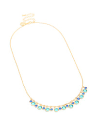 Gold Plated Light & Dark Blue Cubic Zirconia Circle Pendants Necklace - link has visual effect only
