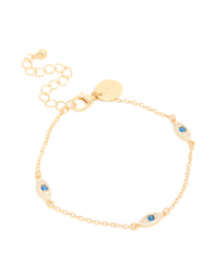 Gold Plated Cubic Zirconia Evil Eye Trio Bracelet - link has visual effect only