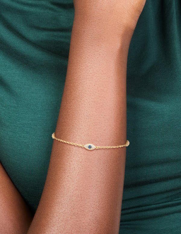 Gold Plated Cubic Zirconia Evil Eye Trio Bracelet