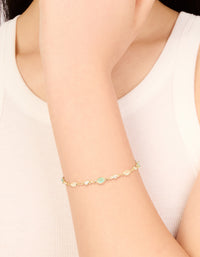 Gold Plated Clear & Blue Cubic Zirconia Oval Bracelet - link has visual effect only