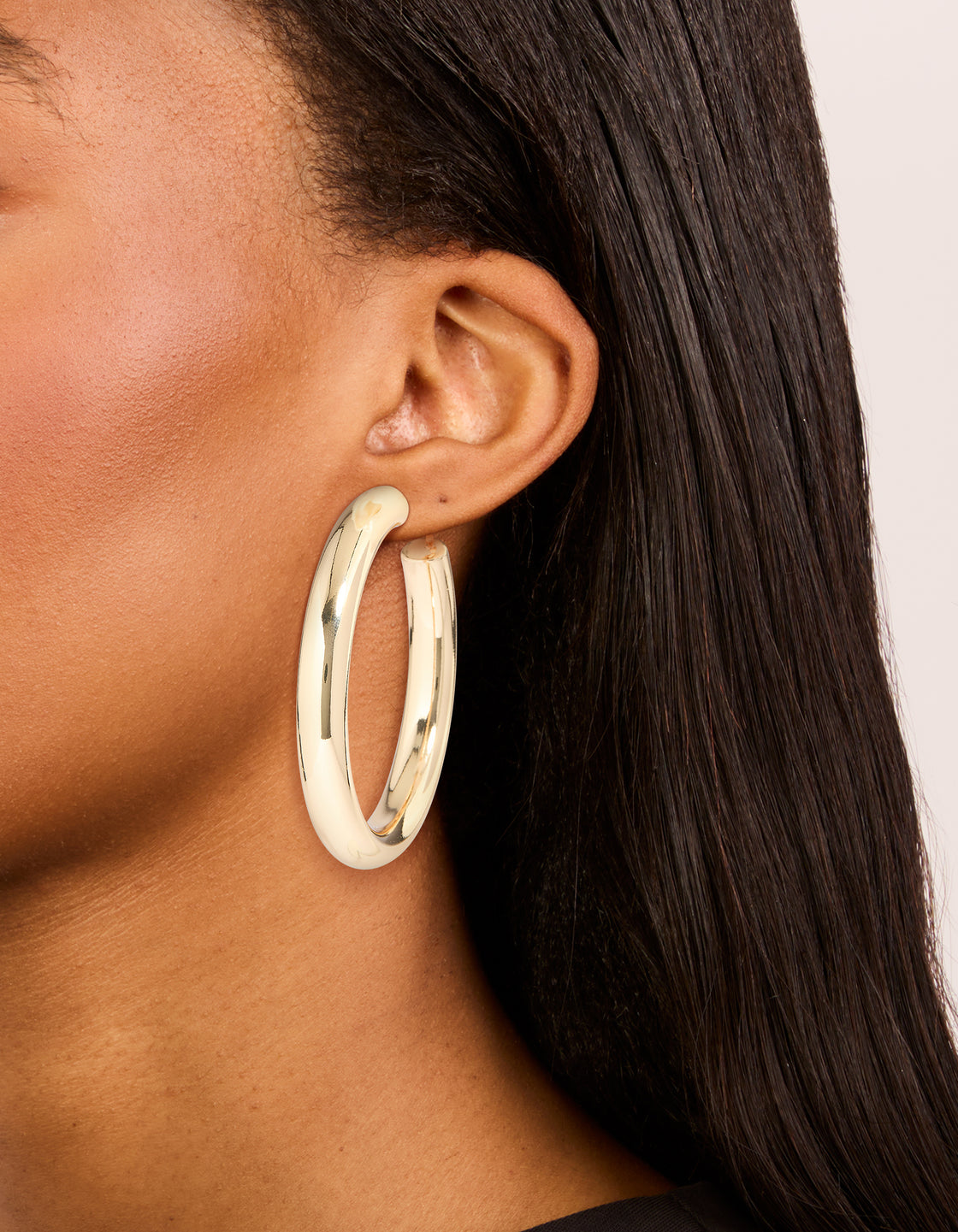Gold Large Thick Hoop Earrings