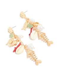 Gold Fish Charm Drop Earrings - link has visual effect only