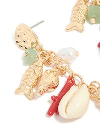 Gold Fish Charm Drop Earrings - link has visual effect only