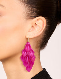 Fuchsia Pink Coated Metal Petal Drop Earrings - link has visual effect only
