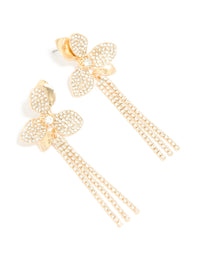 Gold Diamante Flower Drop Earrings - link has visual effect only