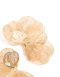 Gold Small Wire Petal Stud Earrings - link has visual effect only