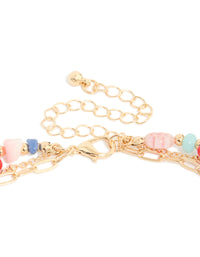 Gold Fish Pendant & Multicoloured Beaded Layered Necklace - link has visual effect only