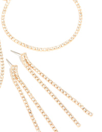 Gold Diamante Tennis Bracelet, Earrings & Necklace Pack - link has visual effect only