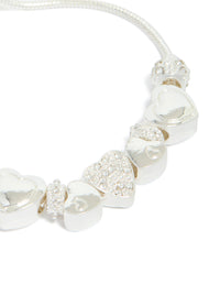 Silver Diamante Heart Charm Toggle Bracelet - link has visual effect only