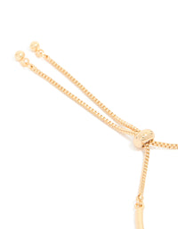 Gold Cubic Zirconia Bow Charm Toggle Bangle - link has visual effect only