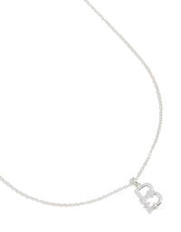 Silver Plated Thin Cubic Zirconia Letter B Necklace - link has visual effect only