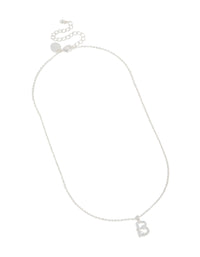 Silver Plated Thin Cubic Zirconia Letter B Necklace - link has visual effect only