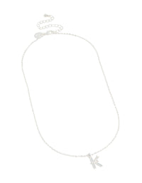 Silver Plated Thin Cubic Zirconia Letter K Necklace - link has visual effect only