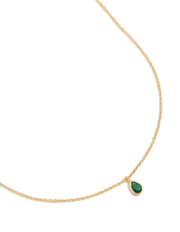 Gold Plated May Emerald Birthstone Necklace