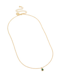 Gold Plated May Emerald Birthstone Necklace - link has visual effect only