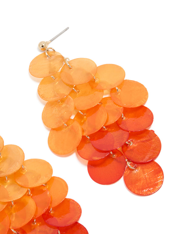 Discover orange genuine shell layered discs waterfall drop earrings in statement style post detail view