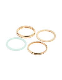 Featuring gold and blue acrylic stackable bangle bracelets in a 4-pack front view - link has visual effect only