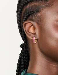 Gold Hot Pink Cubic Zirconia Small Clicker Earrings - link has visual effect only