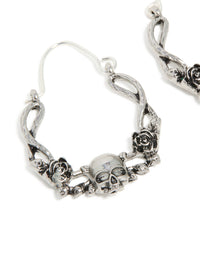 Silver Skull & Roses Hoop Earrings - link has visual effect only