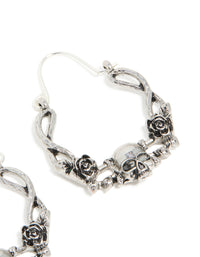 Silver Skull & Roses Hoop Earrings - link has visual effect only