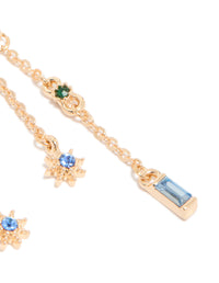 Gold Diamante Star & Moon Chain Drop Earrings - link has visual effect only