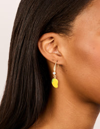 Gold Lemon Cubic Zirconia Hook  Earrings - link has visual effect only