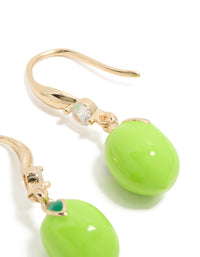 Gold Lime Cubic Zirconia Hook  Earrings - link has visual effect only