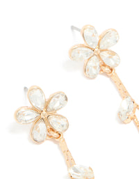 Gold Diamante Flower Chain Drop Earrings - link has visual effect only