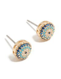Gold Cubic Zirconia Evil Eye Stud Earrings - link has visual effect only