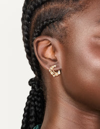 Gold Cubic Zirconia Celestial Moon Stud Earrings - link has visual effect only