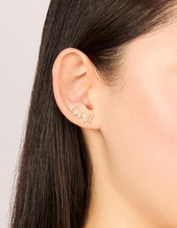 Gold Cubic Zirconia Butterfly & Heart Stud Earrings 3-Pack - link has visual effect only