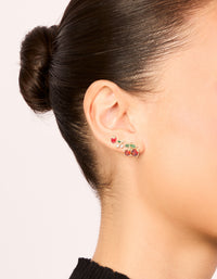 Gold Strawberry & Cherries Earrings 3-Pack - link has visual effect only