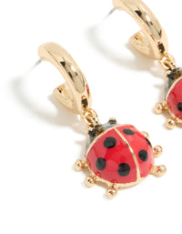 Gold Ladybug Huggie Earrings - link has visual effect only