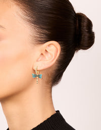 Gold Diamante Dragonfly Huggie Earrings - link has visual effect only