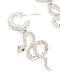 Silver Diamante Snake Huggie Earrings - link has visual effect only