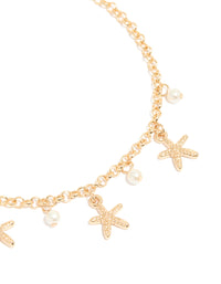 Gold Shell & Star Fish  Anklets 3-Pack - link has visual effect only