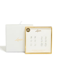 Waterproof Stainless Steel Cubic Zirconia Essential Stud Earrings 6-Pack - link has visual effect only
