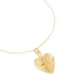 Gold Plated Cubic Zirconia Heart Cross Necklace - link has visual effect only