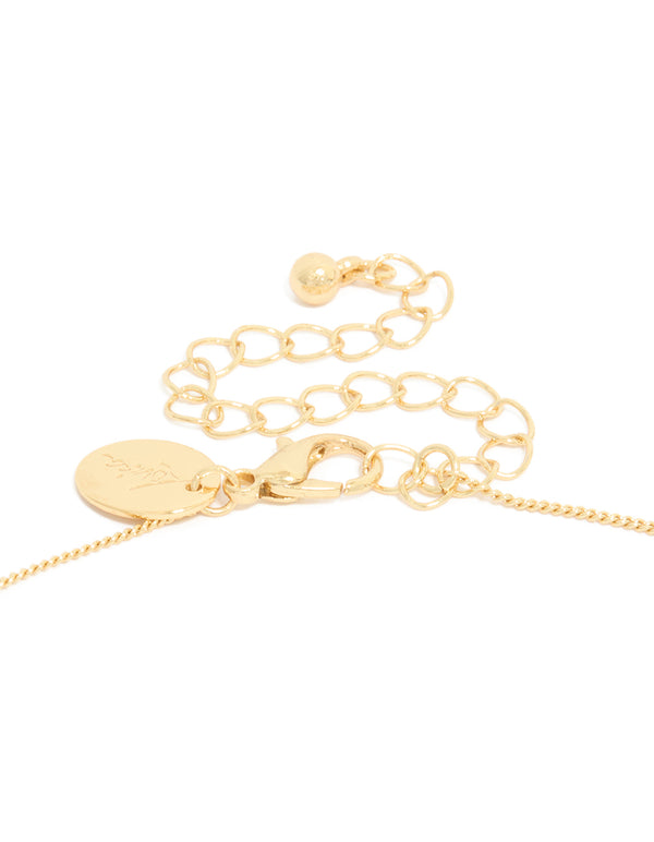 Gold Plated Cubic Zirconia Heart Cross Necklace