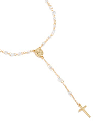 Gold Plated Cubic Zirconia & Pearl Rosary Necklace - link has visual effect only