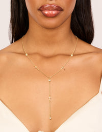 Gold Plated Cubic Zirconia Bezel Set Cross Rosary Necklace - link has visual effect only