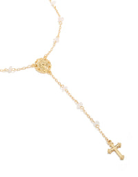 Gold Plated Dainty Semi Precious Stone  Chip Rosary Necklace - link has visual effect only