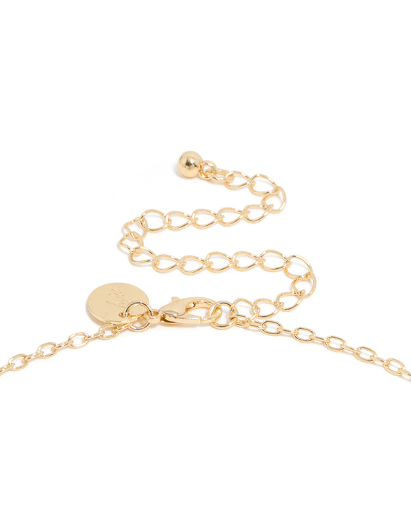 Gold Plated Dainty Semi Precious Stone  Chip Rosary Necklace