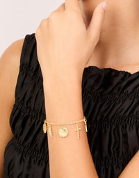 Gold Plated Angel & Cross Charms Bracelet - link has visual effect only