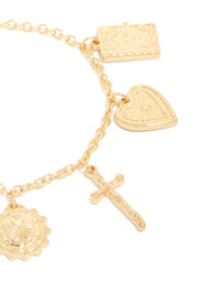 Gold Plated Angel & Cross Charms Bracelet - link has visual effect only