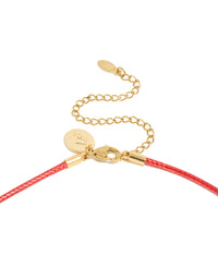 Waterproof Gold Plated Stainless Steel Pear Cubic Zirconia Drop Pink Cord Necklace - link has visual effect only