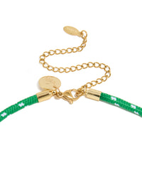 Waterproof Gold Plated Stainless Steel Half Tennis Half Green Cord Necklace - link has visual effect only