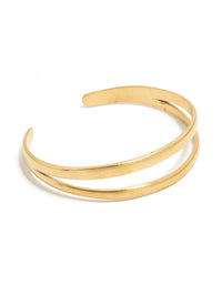 Waterproof Gold Plated Stainless Steel Split Double Layered Wrist Cuff - link has visual effect only