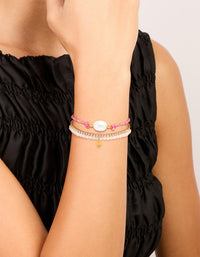 Waterproof Gold Plated Stainless Steel Freshwater Pearl & Tennis Bracelets 3-Pack - link has visual effect only